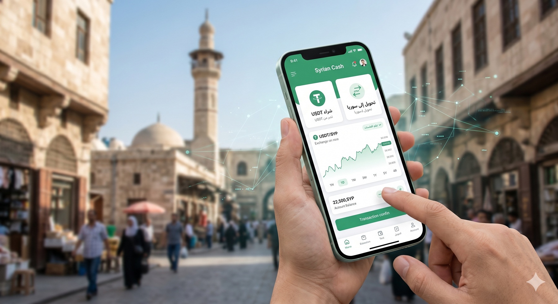 شراء وتحويل USDT إلى سوريا | طريقة آمنة وسريعة عبر سيريان كاش