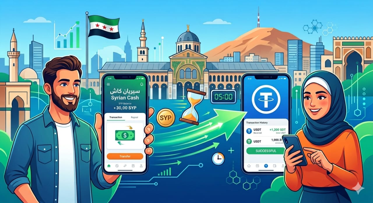 شراء USDT في سوريا عبر شام كاش واستلام التيثر خلال دقائق